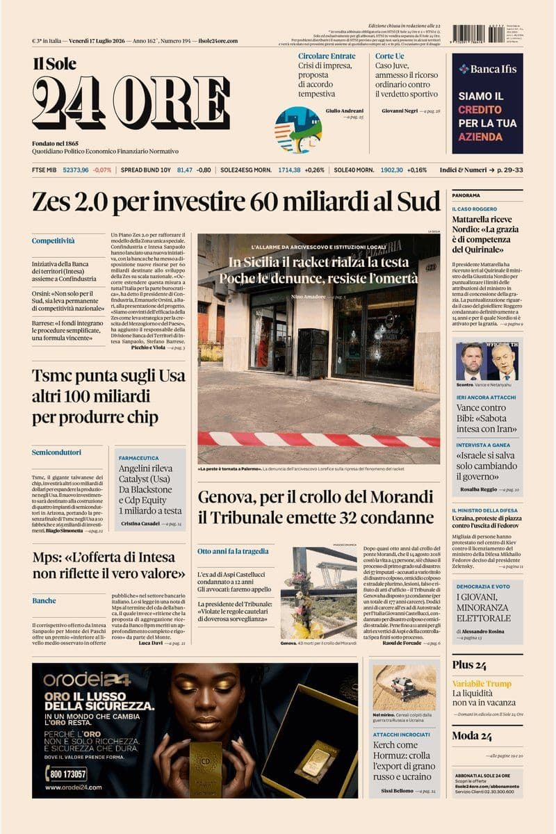 Il Sole 24 Ore - 17 July 2026 [IT]